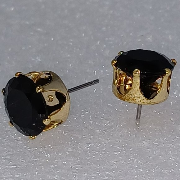 SWAROVSKI ELEMENTS (Reddish Black rn-gl 10mm) Stud Earrings Black Velvet Pouch - Picture 2 of 9